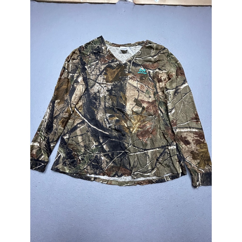 Realtree V-Neck Tee Cotton Poly Realtree AP Camo 2XL Womens